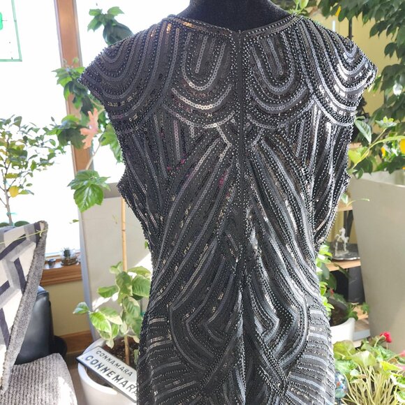 Babeyond Flapper Sheath Gatsby Dress Black Sz XXL Sequins Beads  Sleeveless - Picture 8 of 13